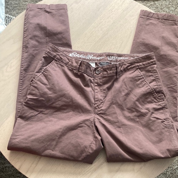 Like New Eddie Bauer Mauvish Brown Legend Wash Chino Pants size 12 - Picture 5 of 9